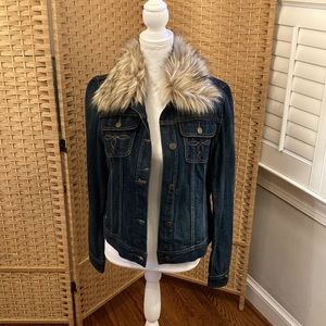 Lauren by Ralph Lauren Denim Jacket with Removable Faux Fur Collar